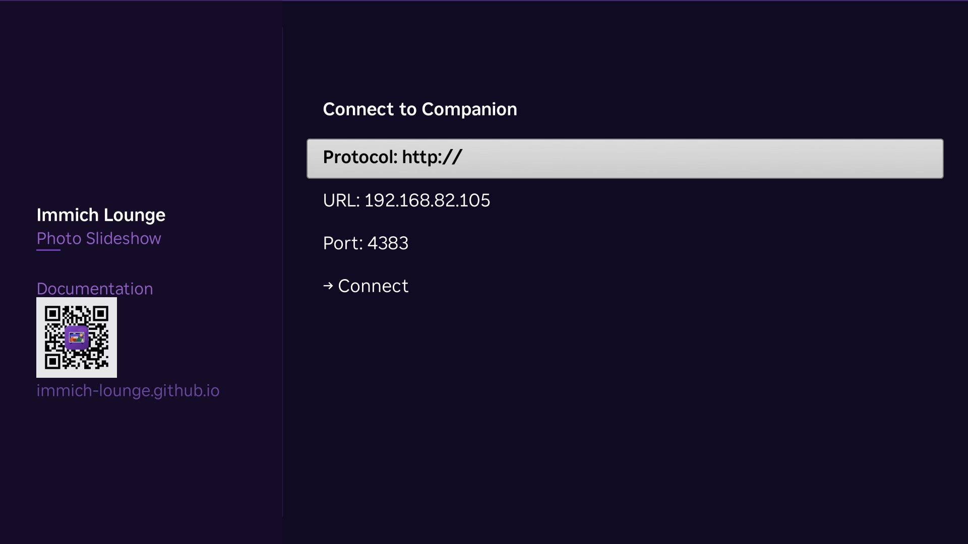 Roku companion connection screen